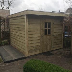 Vuren tuinhuis potdekselplanken met plat dak