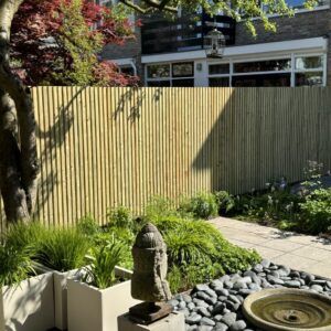 Strakke schutting vuren latten 18x45 verticaal